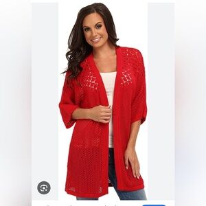 NWT Lucky Brand Red Open Front Cardigan